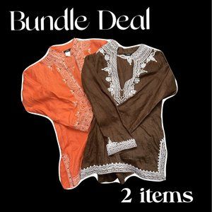 Quarter Sleeve Linen Indian Style Blouse bundle deal 2-pack